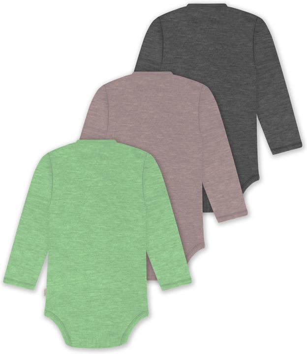 Actual product image Normani Set of 3 baby body wrap long sleeve toddler bodysuit made from merino wool - 9357 (68)