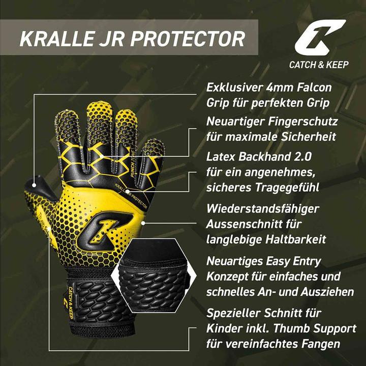 Produktbild Catch & Keep Fussballhandschuhe Kralle Protector Gr. 4 Gelb Torwart Keeper Goalie Handschuhe (4)