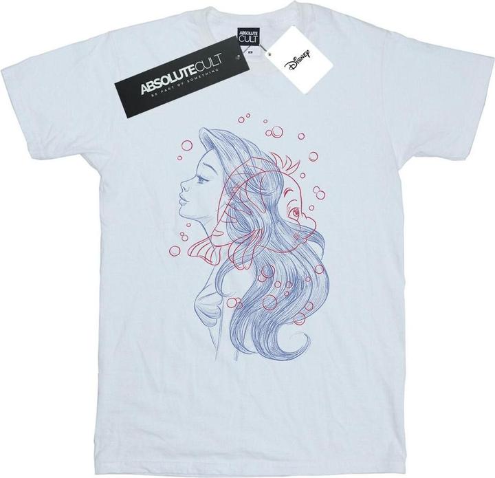 Actual product image Disney Womens/Ladies Ariel Flounder Sketch Cotton Boyfriend T-Shirt (XXL)
