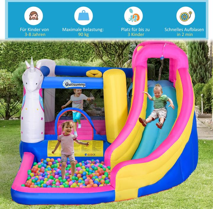 Produktbild Outsunny Kinderhüpfburg mit Rutsche und Pool