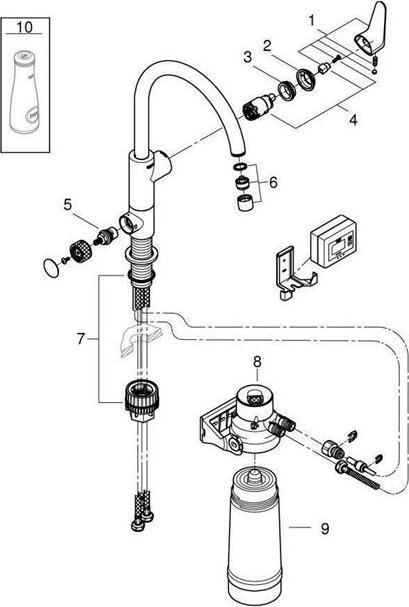 Image du produit Grohe Robinet de cuisine avec fonction filtre Blue chromé brillant 30385000