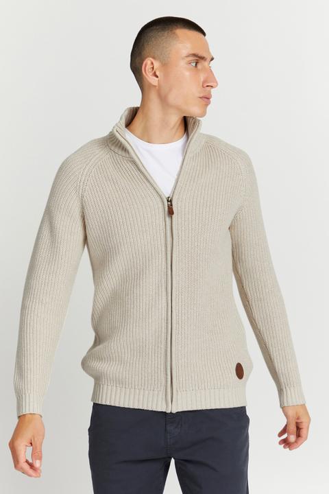 Actual product image Solid Xenos Men's Cardigan Chunky Knit Jacket With Funnel Neck Made Of 100% Cotton (XXL)
