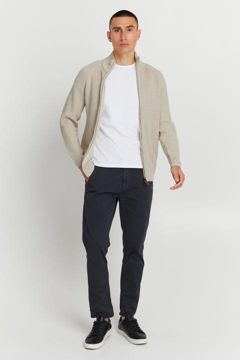 Actual product image Solid Xenos Men's Cardigan Chunky Knit Jacket With Funnel Neck Made Of 100% Cotton (XXL)