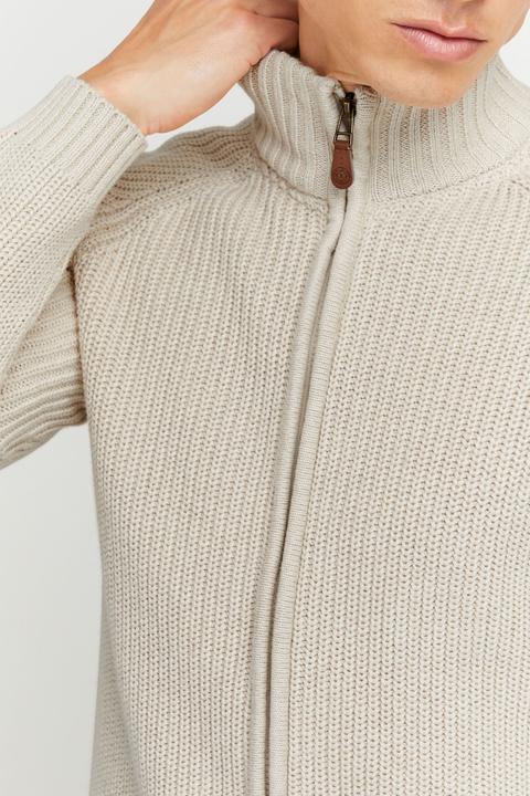 Actual product image Solid Xenos Men's Cardigan Chunky Knit Jacket With Funnel Neck Made Of 100% Cotton (XXL)
