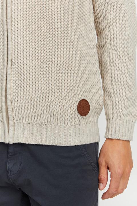Actual product image Solid Xenos Men's Cardigan Chunky Knit Jacket With Funnel Neck Made Of 100% Cotton (XXL)