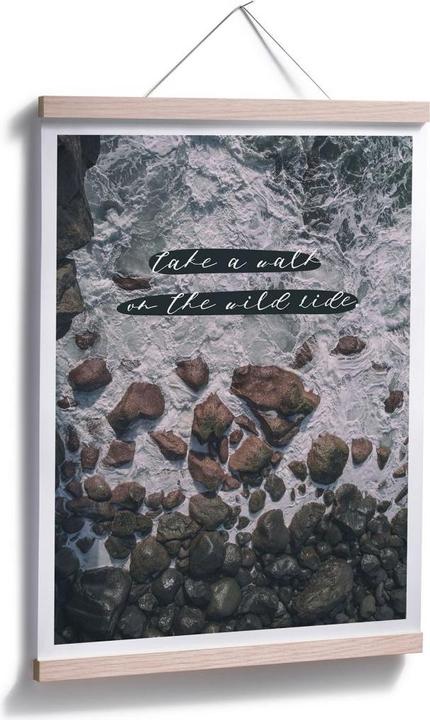 Actual product image Trenddeko Topographic world map - black and white (60 x 80 cm)