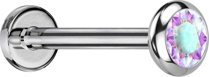 Produktbild Star Piercing Micro Labret Innengewinde silber Scheibe abgerundet silber Kristall multicolor (ohne Messing, Titan G23)