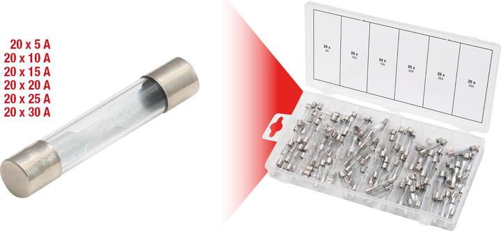 Produktbild KS Tools Sortiment Glassicherungen (Feinsicherung, 30 A, Träge)