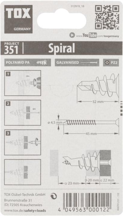 Actual product image Tox Plasterboard anchor 32 S incl. screw 4 pieces (4 pcs.)