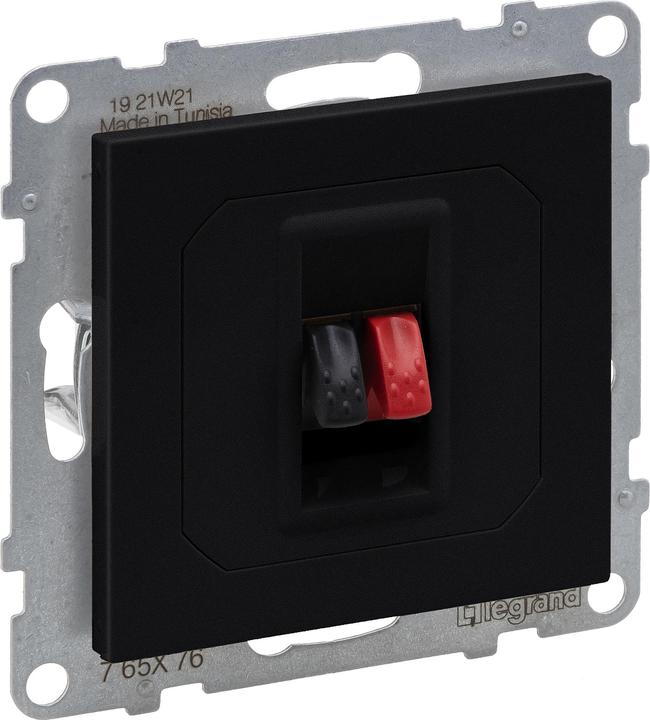 Actual product image Legrand SEANO speaker connection, single with spring terminals (red/black), single, black, 765376