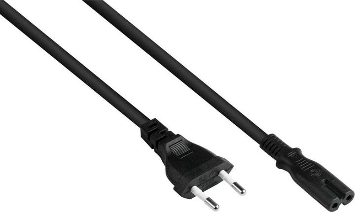 Actual product image Varia Euro mains cable Euro plug type C to C7Euro 8 socket, black, 0.75mm, 1.8m - 5e (1.80 m)