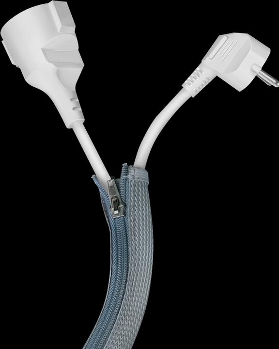 Immagine prodotto LogiLink Guaina per cavi con cerniera, 2,0 m, grigia, in poliestere, resistente all'abrasione, alla trazione (Tubo cavi, 200 cm)