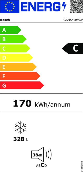 Energie-Label Bosch Hausgeräte Serie 6 GSN54DWCV (Freistehend, 327 l)
