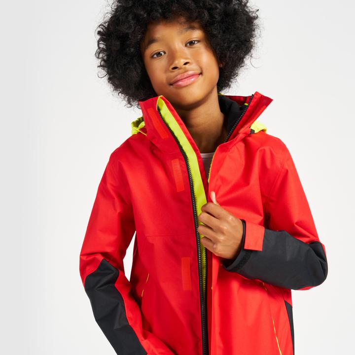 Produktbild Tribord Regenjacke Segeljacke Kinder wasserdicht winddicht - Sailing 300 rot/gelb (10, 11, 12)