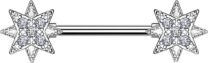 Produktbild Star Piercing Barbell silber Stern mit Kristall (Messing, Chirurgenstahl 316L)