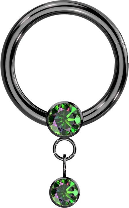 Immagine prodotto Hollywood Body Jewelry Anello micro segmento incernierato nero cristallo scuro multicolore catena pendente cristallo scuro (Titanio G23, senza ottone)