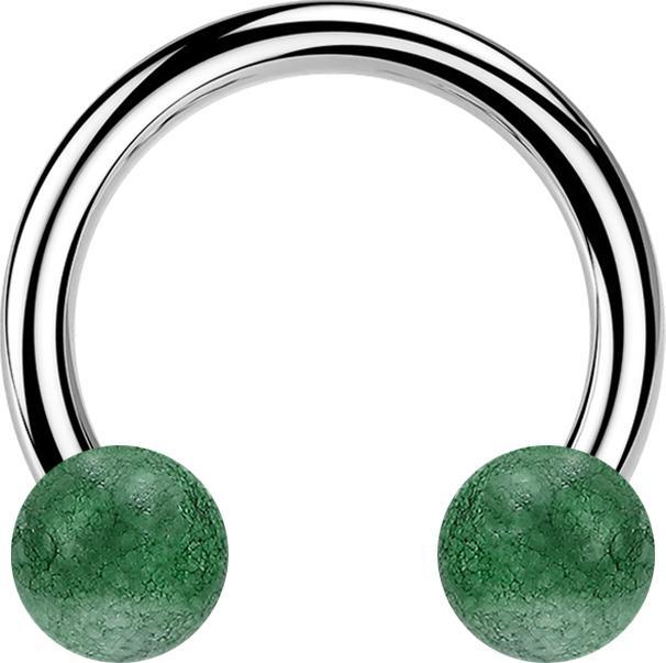 Star Piercing Micro Circular Barbell Innengewinde silber mit zwei Kugeln Jade Stein (ohne Messing, Chirurgenstahl 316L, Mineralisch)