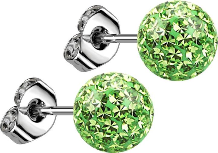Immagine prodotto Star Piercing Orecchini a perno in argento con sfera di cristallo verde chiaro e strato protettivo epossidico (Acciaio chirurgico 316L, senza ottone)