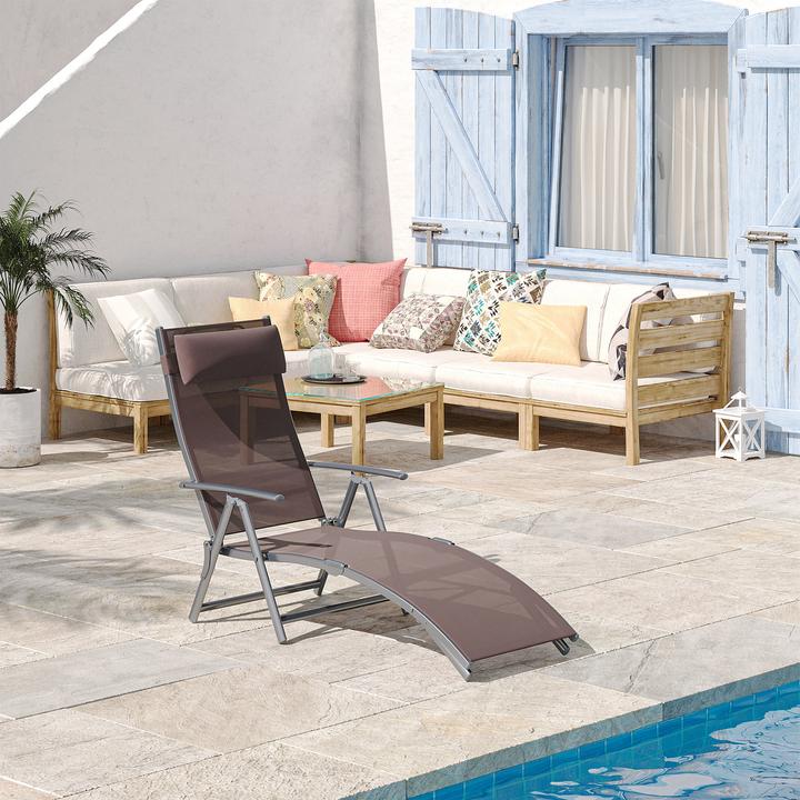 Image du produit Outsunny Chaise longue de jardin avec coussin (180 cm)