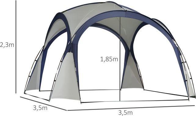Actual product image Swisshandel24 Marquee party tent sun protection weatherproof fibreglass pole + polyester cream white + blue 3.5 x (350 cm, 350 cm)