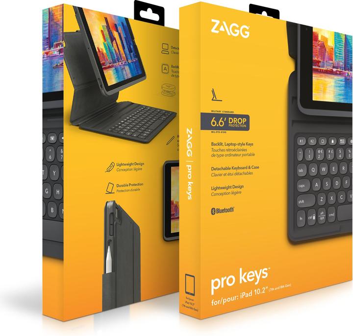 Actual product image Zagg Pro Keys Apple iPad 10.2 Black/Grey German, German, Apple, iPad, Black, Grey, 25.9 cm (10.2&quo (DE, iPad 10.2 (2020))