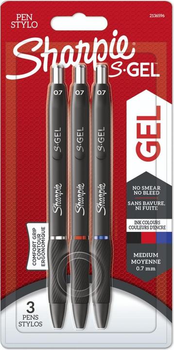 Sharpie Gel pen 0.7 mm, 3 pieces (Black, Blue, Red, 3 x)