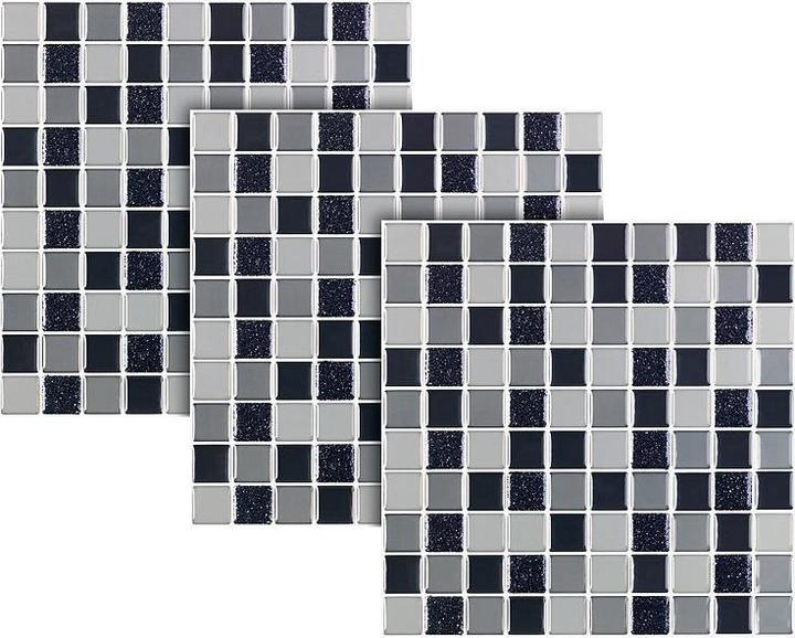 Produktbild Infactory Selbstklebende 3D-Mosaik-Glitzer-Fliesenaufkleber, 26 x 26cm, 15er-Set (25.5 x 25.5 cm)