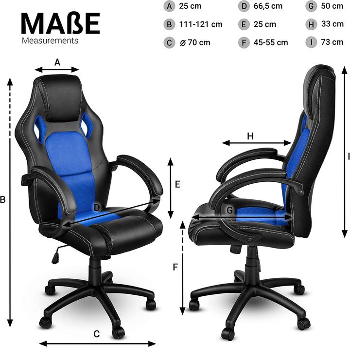 Image du produit Tresko Fauteuil de direction Racing, noir/bleu