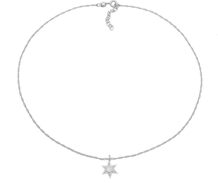 Produktbild Elli Halskette Choker Stern Opal Astro 925 Silber (925er Sterling Silber, Synthetischer Opal, 36 cm)