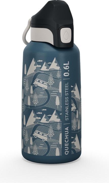 Quechua Gourde Enfants 0,6 l Acier inoxydable Bouchon rapide Randonnée - bleu (0.60 l)