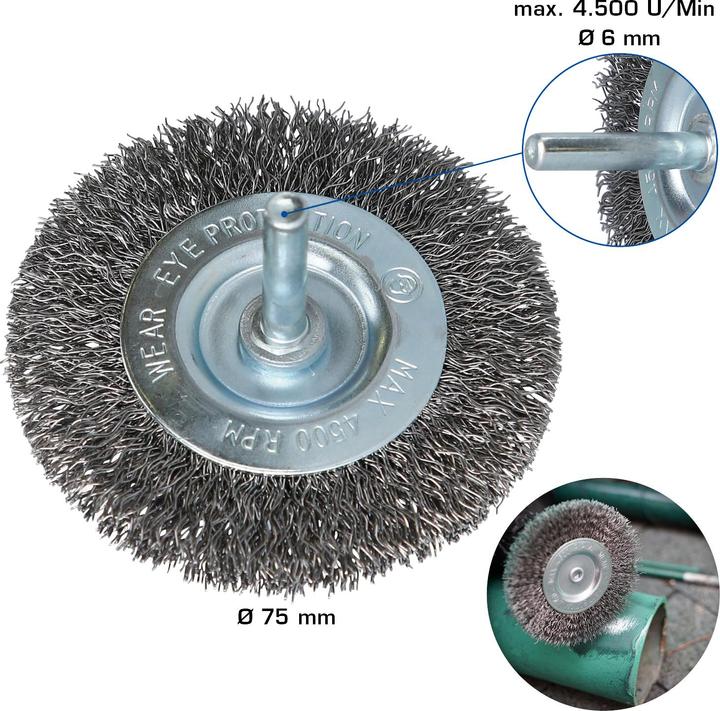 Produktbild Brilliant Tools Scheibenbürste, Ø 75 mm mit 6 mm Aufnahme