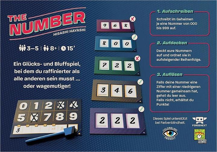 Actual product image Repos Production The Number, card game, for 3-5 players, from 8 years (DE edition) (German)