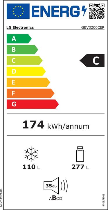 Energy Label LG GBV3200CEP (387 l)