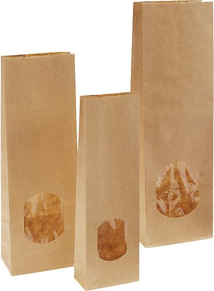 Image du produit kaiserkraft Sachets à fond plat avec fenêtre, en papier kraft, OPP, L x l 250 x 80 mm, lot (500 pièce(s))