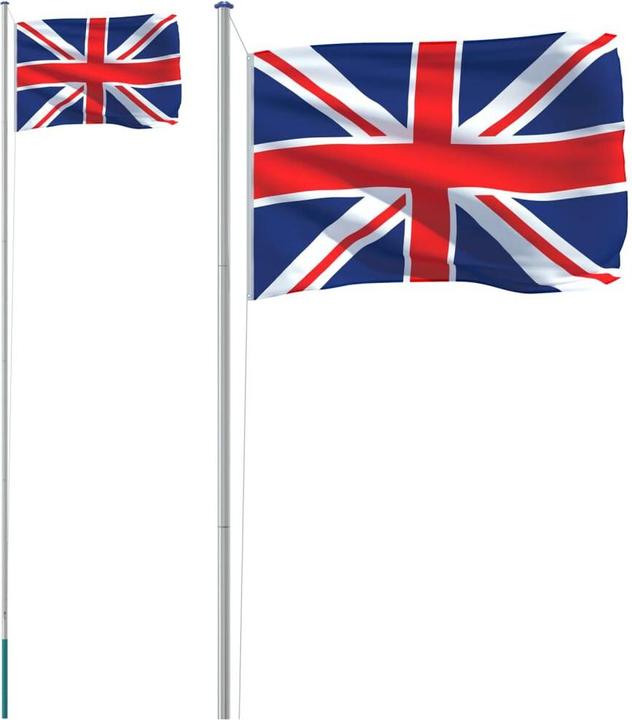 Label énergétique VidaXL Drapeau de la Grande-Bretagne avec mât 6,23 m