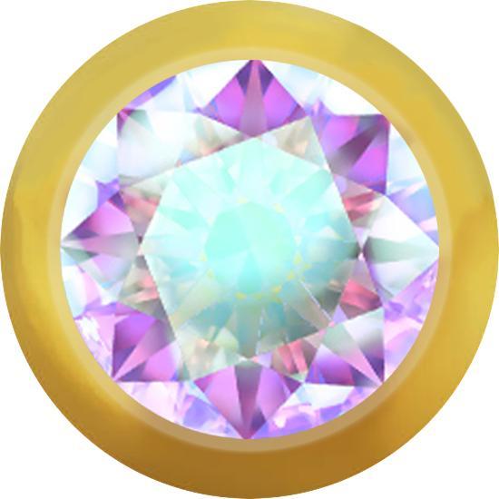 Star Piercing Micro Kugel vergoldet mit Kristall multicolor (ohne Messing, Chirurgenstahl 316L)