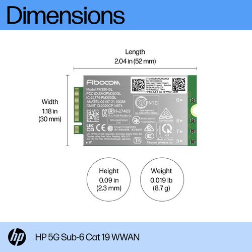 Actual product image HP 5G Sub-6 Cat 19 WWAN
