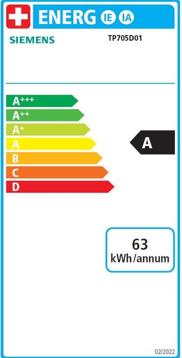 Label énergétique Siemens EQ700 classic (Prise UE)