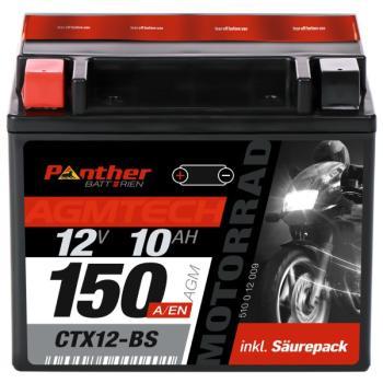 Image du produit Panther Batterien Batterie moto AGM YTX12-BS 12V 10Ah (12 V, 10 Ah)
