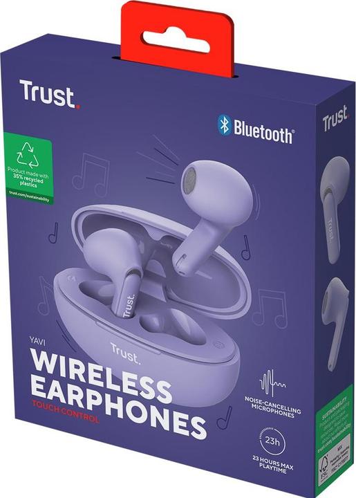 Produktbild Trust Yavi Bt Enc Earphones Purple (ANC, 23 h, Kabellos)