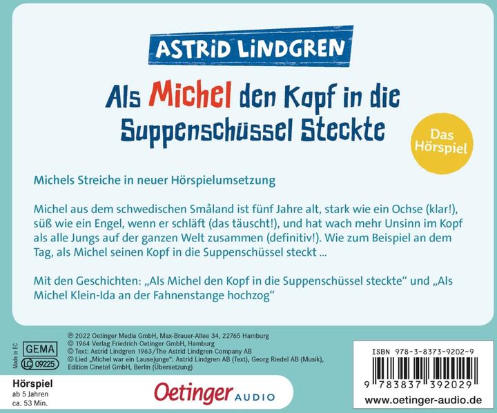 Actual product image When Michel put his head in the soup bowl (Jennifer Cubela, Katja Danowski, Astrid Lindgren, Georg Riedel, German)
