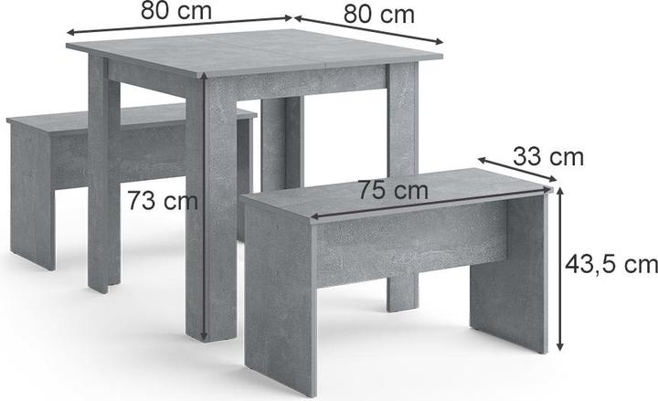 Produktbild Vicco Set Sentio (80 x 80 x 73 cm)