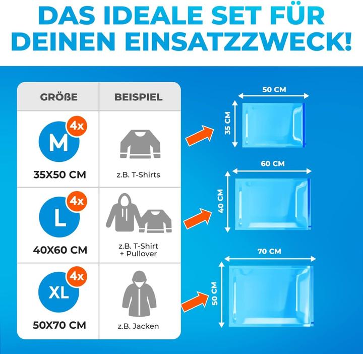 Energie-Label Silverrack Vakuumbeutel-Set für Reisen (12 Stück) in 3 Grössen