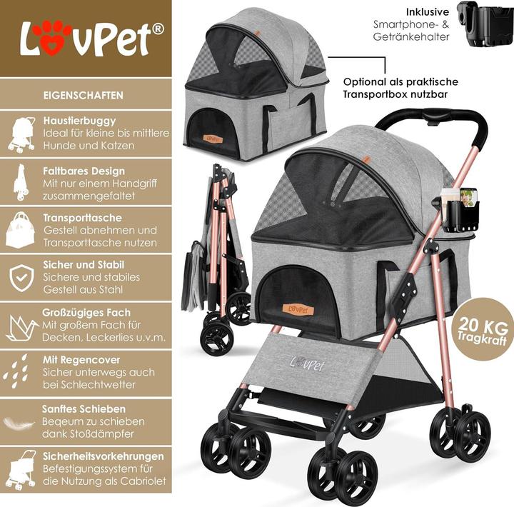 Produktbild Lovpet Hundebuggy (Katze, Hund, Abschliessbar, Atmungsaktiv)