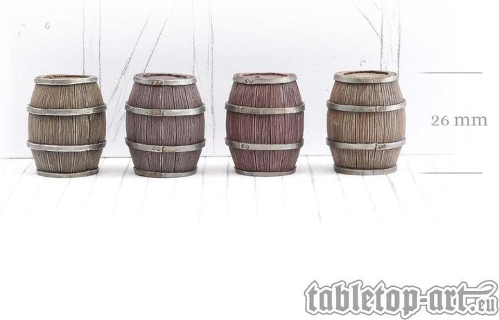 Actual product image Tabletop-Art Accessories wooden barrels set 3 - Large barrels 4 parts