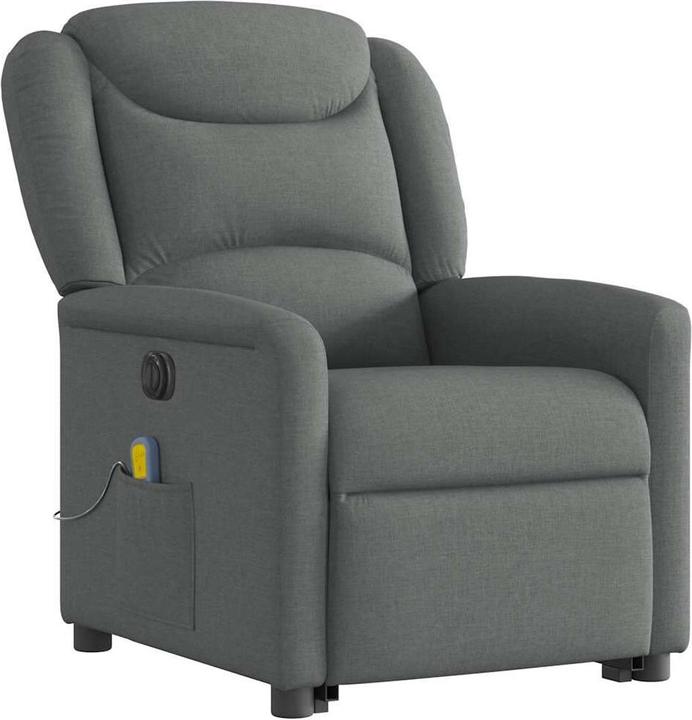 Produktbild VidaXL Elektrischer Massagesessel mit Aufstehhilfe Dunkelgrau Stoff