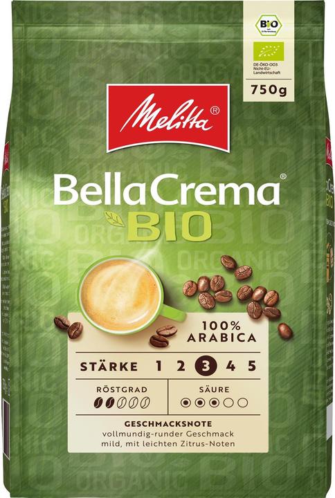 Produktbild Melitta Kaffeebohnen Bella Crema Bio 750 g (750 g, Mittlere Röstung)