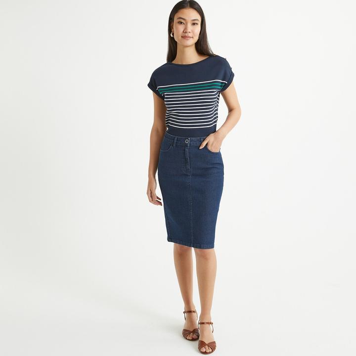 Actual product image Anne Weyburn Stretch denim denim skirt (36)