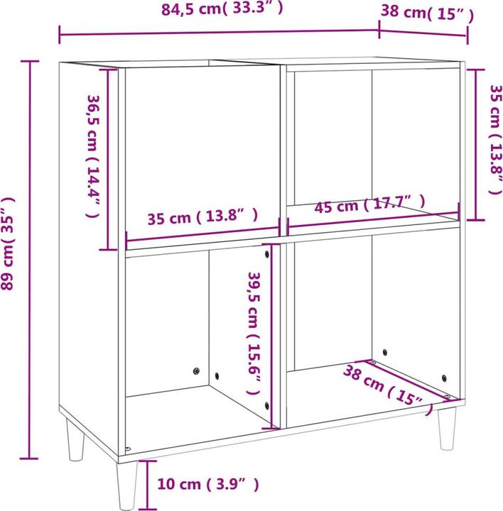 Produktbild VidaXL Plattenschrank Grau Sonoma 84,5x38x89 cm Holzwerkstoff