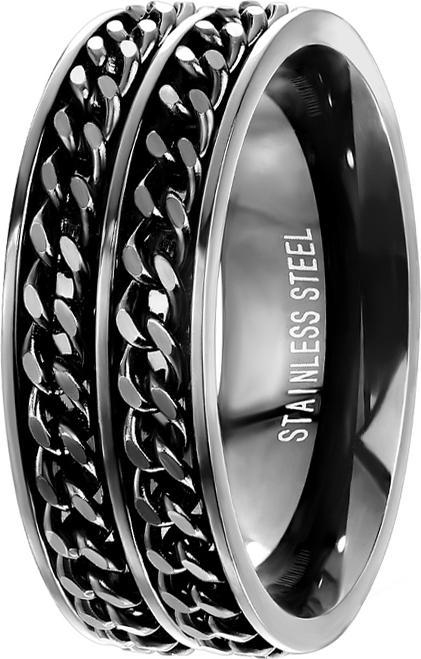 Produktbild Star Piercing Ring schwarz mit zwei Ketten (Chirurgenstahl 316L, ohne Messing)
